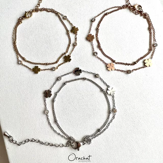 Orachat | Lucky clover 14k bracelet. (สร้อยข้อมือตัวเรือนสแตนเลส)
