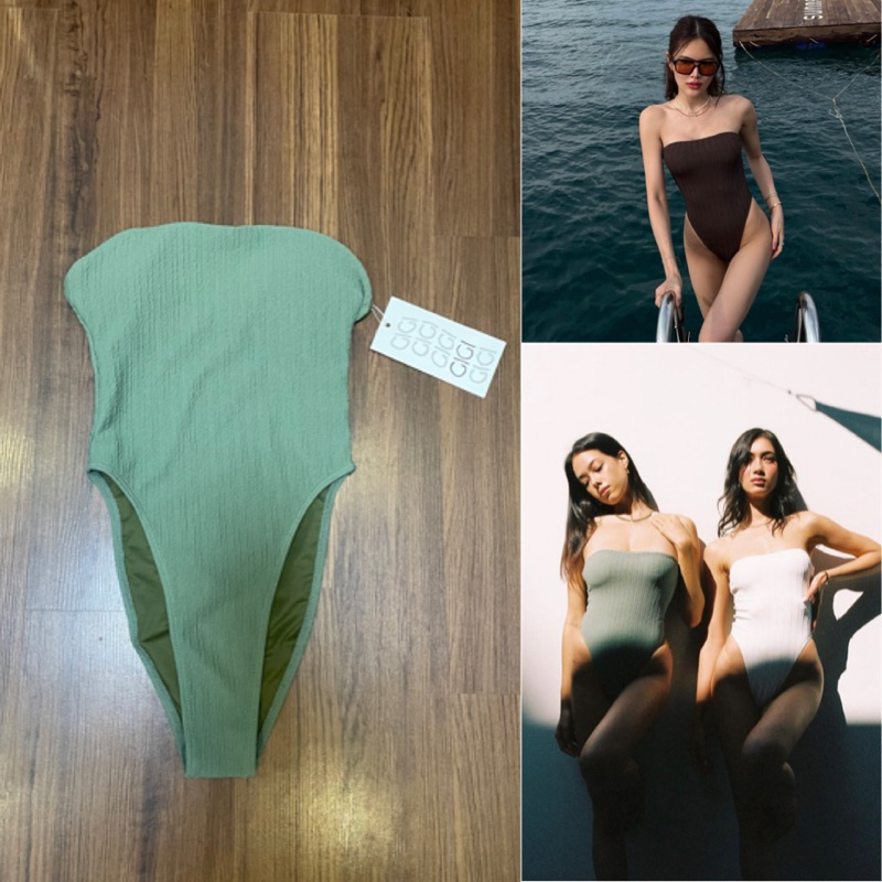 New! Gigi Beach Babes One Piece ทรง high cut สีเขียวขี้ม้า