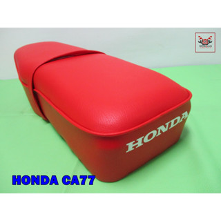 HONDA CA77 DOUBLE SEAT COMPLETE “RED” with SCREEN  //  เบาะ เบาะมอเตอร์ไซค์ สีแดง หนังพีวีซี พร้อม สกรีนอักษร