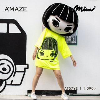 MIMI SHIRT OVERSIZE T-SHIRTS สีเหลืองลายมีมี่ (AT57YE)