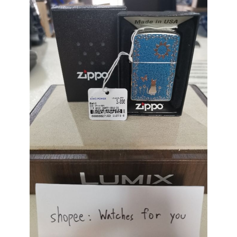 (สินค้าพร้อมส่ง) Zippo รุ่น​ NEKO blue (แมวสีน้ำเงิน)​ ของแท้ป้าย​ KINGPOWER