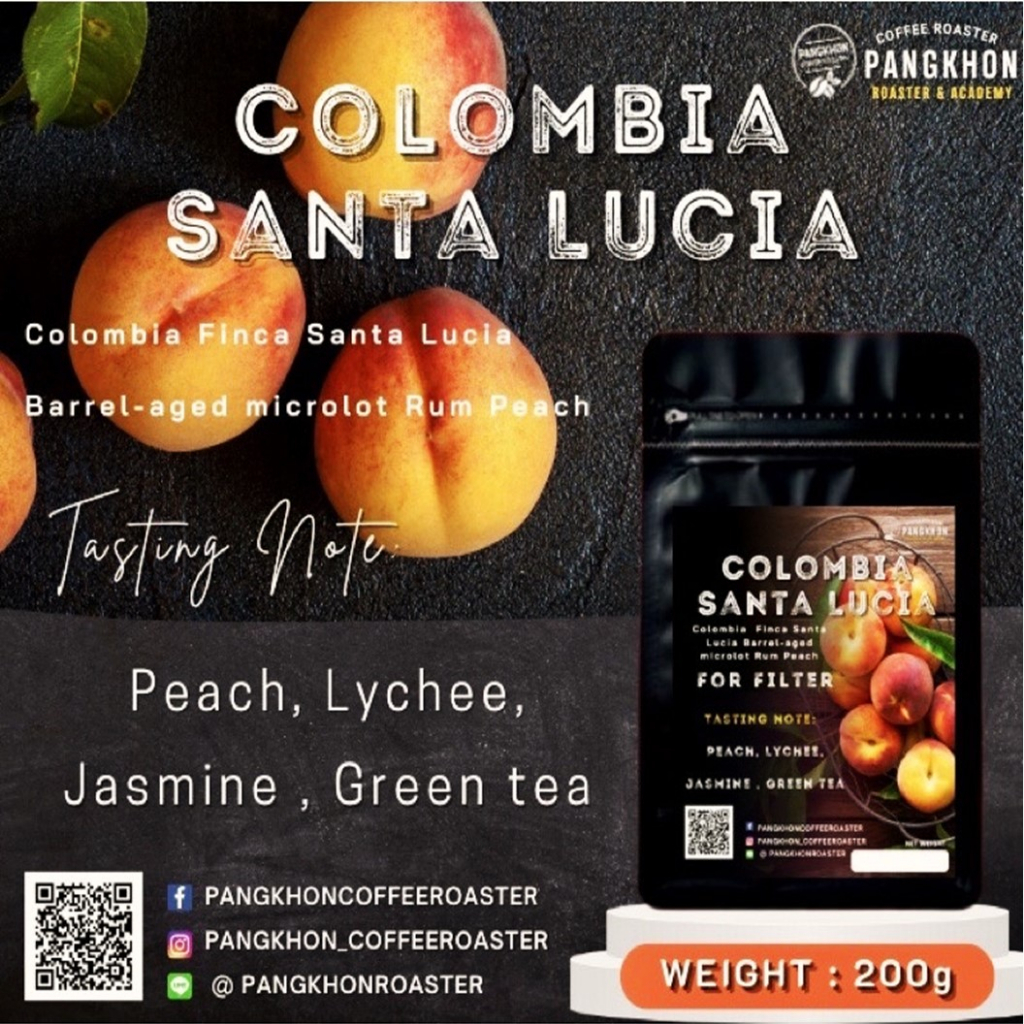 เมล็ดกาแฟ Colombia Santa Lucia Microlot Rum Peach (พีช)  