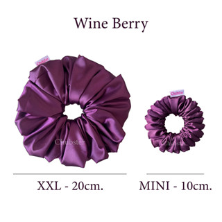 Wine Berry  ยางรัดผมผ้าซาติน หนานุ่ม Satin Scrunchies ยางมัดผม ยางรัดผมโดนัท