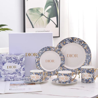 Dior Blue and White Series Bone Porcelain Coffee Cup Set Afternoon Tea Ceramic Cup High grade Exquisite Coffee Cup Plate