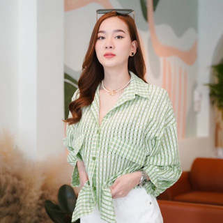 🤩🤩Oversize Shirt🤩🤩 🔥In stock🔥Colorful shirt🌈 เชิ้ตคอรปลายสก็อต oversized เนื้อผ้านุ่มลื่น   แมทช์ง่าย กระดุมหน้าทรงสวยมา