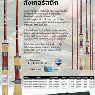 enwick Lunkerstik คันเบทคาสติ้งและคันสปินนิ่ง เฟนวิค ลังเกอร์สติ๊ก คันสตรีมฟิชชิ่ง ขนาด 5.3-5.6 ฟุต 3 ท่อน