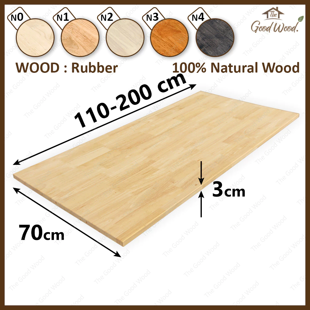 (จัดส่ง1-2วัน) ท็อปโต๊ะ ไม้พารา หนา 30mm.กว้าง 70cm.ยาว 110-200cm.เกรดAC ต่อฟันปลา หน้าโต๊ะ