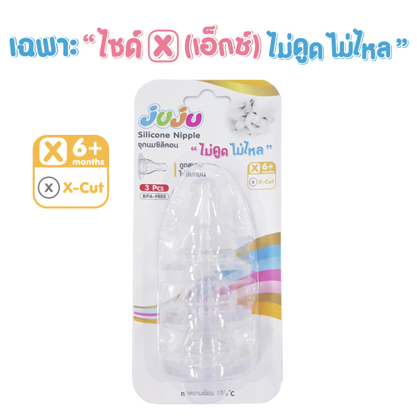 ถูก หนานุ่ม ใช้ทน JuJu JE025 JE026 จุกนมซิลิคอน (เฉพาะไซด์ X "ไม่ดูดไม่ไหล") สำหรับขวดนมคอแคบ (1 แพ็ค มี 3 จุก) Anti-C