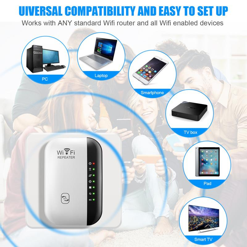 WIFI Repeater Amplifier สัญญาณ ไวไฟ 300 Mbps เครือข่ายไร้สาย Extender Wifi เราเตอร์บูสเตอร์ ตัวขยายสัญญาณไวไฟ