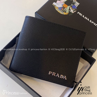 PRA.DA Short Wallet Men / Pra.da Leather Wallet - Black  เกรดออริจินอล พร้อมส่งที่ไทย พร้อมกล่อง Box Set