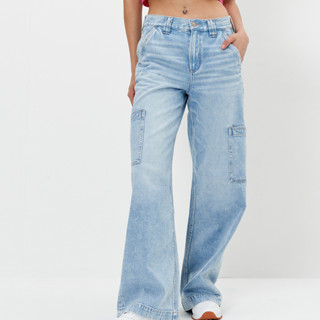 American Eagle Super High-Rise Baggy Wide Leg Jean กางเกง ยีนส์ ผู้หญิง แบ็กกิ้ ไวด์เลก เอวสูง (WBG WWI 043-4402-841)