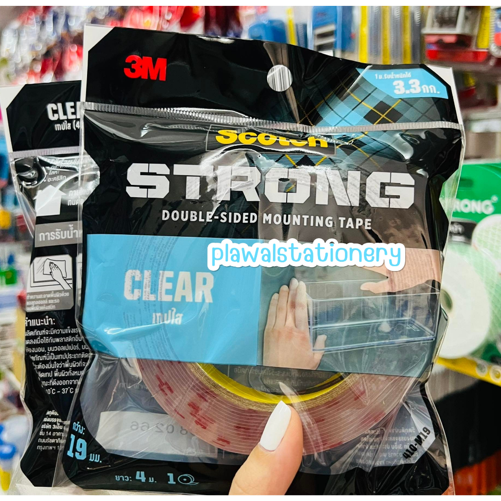 3M กาว 2 หน้า CLEAR (4010) แบบใส 19 มม. 4 เมตร / 1.5 เมตร / แบบชิ้น SCOTCH clear