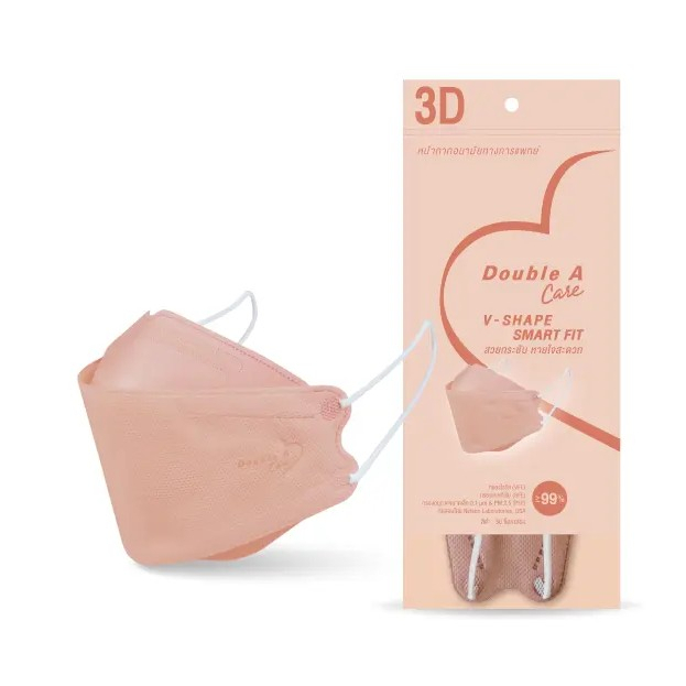 [3D V-SHAPE แพ็ค 10 ชิ้น] Double A Care หน้ากากอนามัยทางการแพทย์ 3D V-SHAPE SOFT FIT แพ็ค 10 ชิ้น