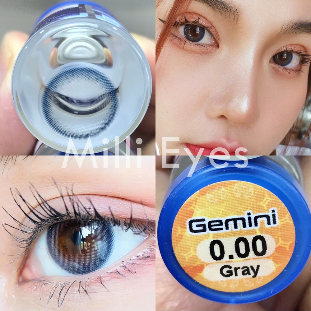 *มีค่าสายตา ตาหวาน สวย เทาหม่น เลนส์พรีเมี่ยม กรองแสง คอนแทคเลนส์: Gemini (Luxzylens) มินิ น่ารัก ตัดขอบ ค่าน้ำ42% a21