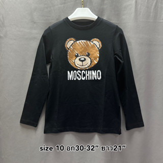 Moschino tee t-shirt bear 10 ดำ เสื้อ ยืด มอสชิโน่ แขนยาว กันหนาว กันแดด ของแท้ หมี แบรนด์เนม