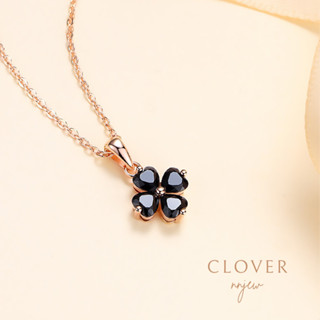 สร้อยคอ Natural Black 4 Leaf Clover Pendant Necklace เครื่องประดับ minimal