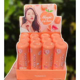 HT-067 Tanako Megic Lip Balm Peach Soda ลิปบาล์ม กลิ่นพีช สีส้มอ่อน ลิปมัน ลิปพีช 3.5g. งานแท้ (1แท่ง)
