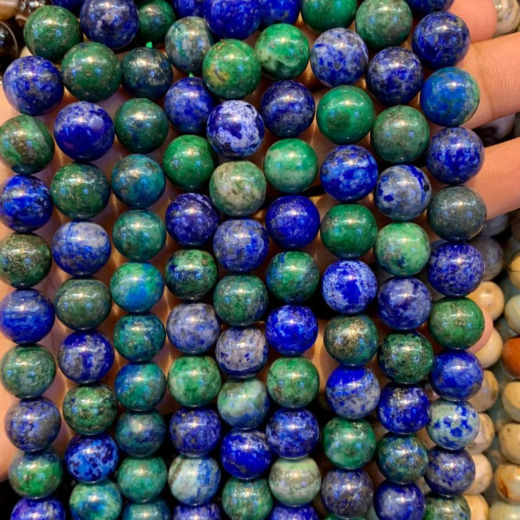 อซูไรต์ มาลาไคท์ Azulite Malachite ทรงกลม เส้นยาว เกรด A