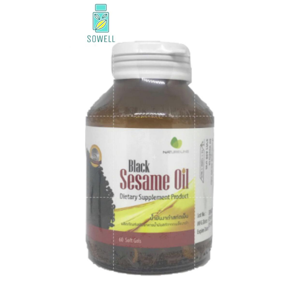 Nature Line Black Sesame Oil เนเจอร์ ไลน์ น้ำมันงาดำสกัดเย็น 60เม็ด