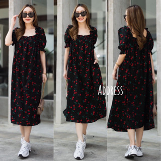 🌈🌿🌸🌺🌼❤️🤎🇰🇷 Cherry Doll Sleeve Maxi Dress