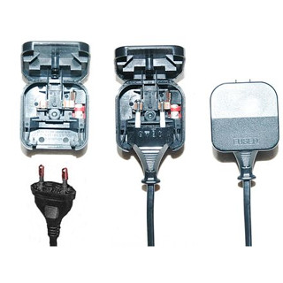 BS1363-5 อแดปเตอร์แปลงปลั๊กไฟ จาก 2 ขากลม UK to EURO อังกฤษ เป็น เหลี่ยมยุโรป พร้อมฟิวตัดไฟเกิน