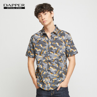 DAPPER เสื้อเชิ้ตลำลองแขนสั้น Houndstooth Camo Print สีกรม (BCSN1/136TP)