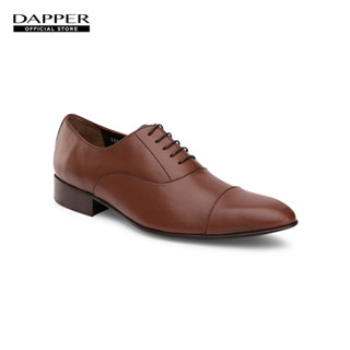 DAPPER รองเท้าหนังทำงาน แบบผูกเชือก Cap-Toe Oxford Shoes สีน้ำตาล (HBKE1/630OC4)