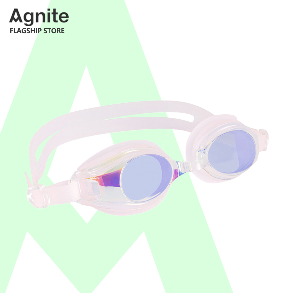 Agnite แว่นตาว่ายน้ำผู้ใหญ่ แว่นตาว่ายน้ำ HD กันฝ้า ซิลิโคลนนิ่ม หนารับกับใบหน้า สายรัดศีรษะ ปรับได้ Swimming Goggles