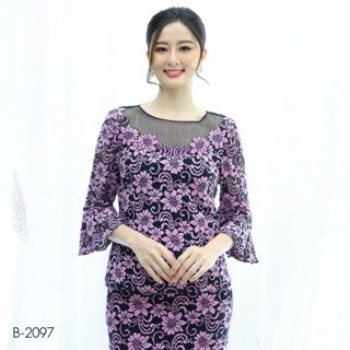 MIKIKO Blouse MI-B2097 ลูกไม้ไวโอเล็ต แขนยาว IGPU22-10