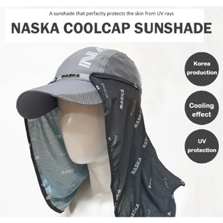 ผ้าคลุมกันแดดใบหน้าและลำคอ แบบติดหมวกแก็ป NASKA Cool-cap sunguard L33015 - Love Green