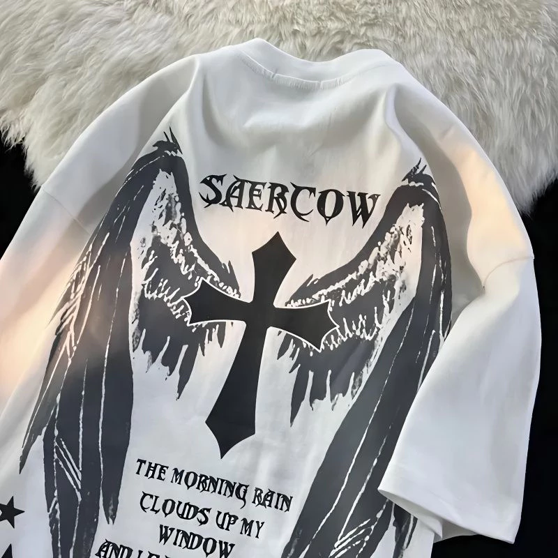 เสื้อยืดลายการ์ตูนไซส์ใหญ่ oversize เสื้อโอเวอร์ไซส์ผู้หญิง เสื้อผ้าแฟชั่นสไตล์เกาหลี สตรีท ฮิปฮอป เสื้อวินเทจ #61611 thumbnail 3