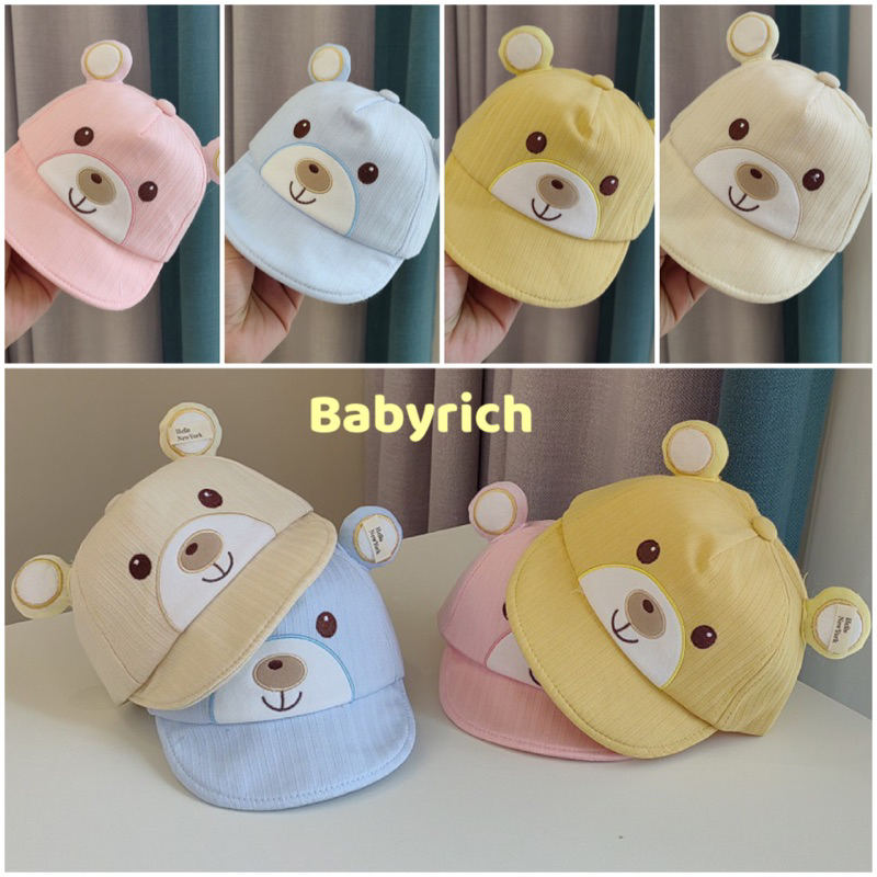 (พร้อมส่ง 4 สี) หมวกหมี มีหูหมี แก๊ปทารก เด็กน้อย เด็กอ่อน ใส่กันแดด กันลม ไปเที่ยว บังแดด