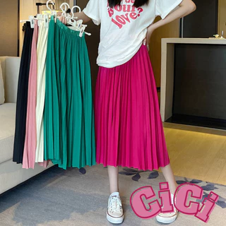 ส่งทันที Cici(NO. 2328)Pleaty skirts กระโปรงยาวพลีทอัดจีบทรงสวย สีคัลเลอร์ฟูลสดใส basic style