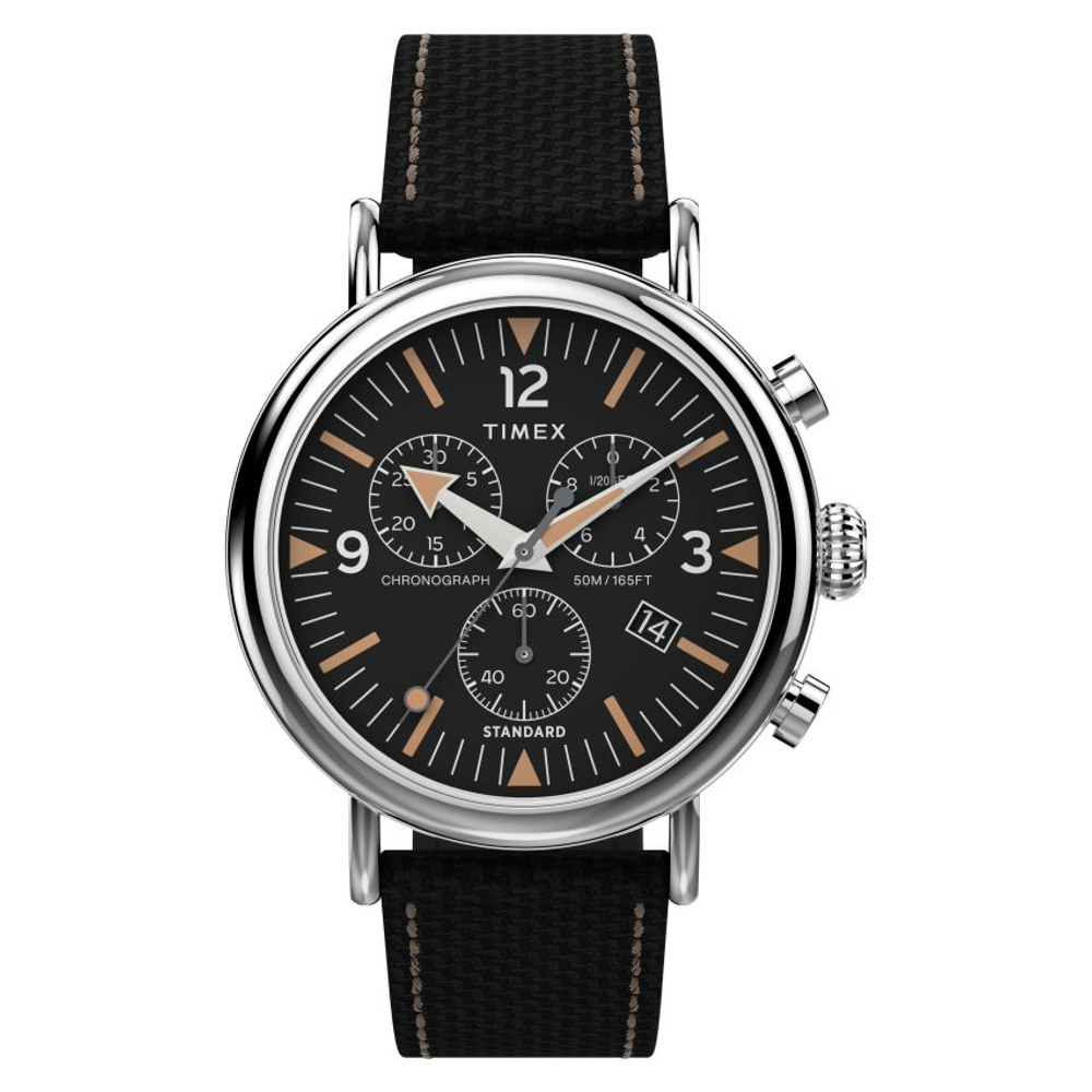 TIMEX TW2V43700 WATERBURY STANDARD นาฬิกาข้อมือผู้ชาย สายผ้า สีดำ หน้าปัด 41 มม.