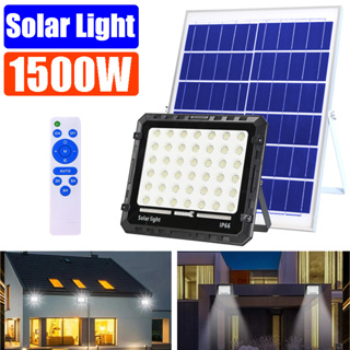 ❤฿80 OFF❤รับประกัน10ปี 1500W ไฟโซล่าเซลล์ กันน้ำกลางแจ้ง ป้องกันฟ้าผ่า Solar light แสงสีขาว สว่างอัตโนมัติเมื่อฟ้ามืด จับเวลาระยะไกล