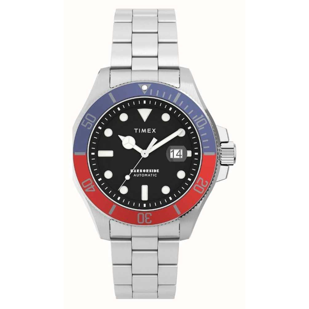 TIMEX TW2V72100 Harborside Coast Automatic นาฬิกาข้อมือผู้ชาย สีเงิน หน้าปัด 43 มม.