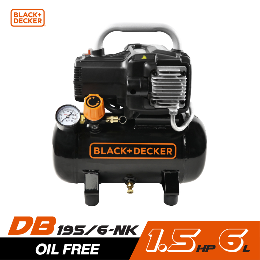 BLACK&DECKER BD195/6-NK ปั๊มลม Oil free 1.5HP ถัง 6 ลิตร