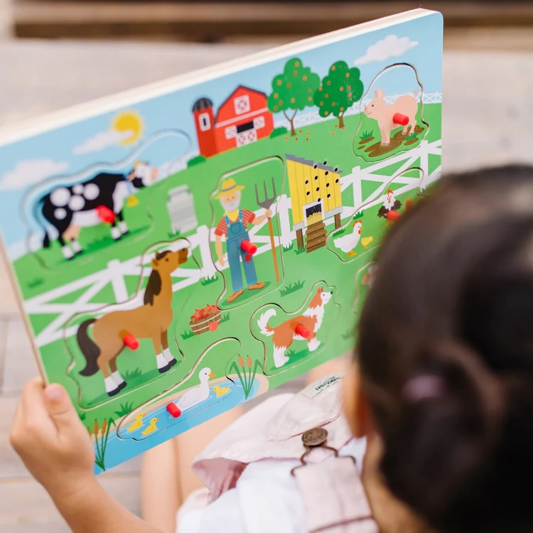 (ของแท้ USA) น่ารัก จิ๊กซอว์เด็ก มีเสียงเพลง Old McDonald Sound Puzzle Farm Melissa & Doug 738