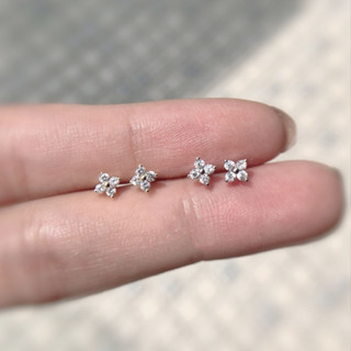 109-littlegirl gifts-Four-leaf clover stud earrings 4mm