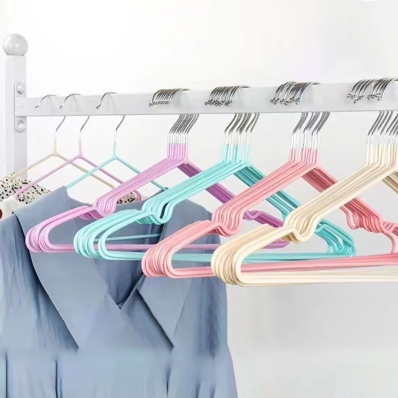 [ขายดี!!] ไม้แขวนเสื้อสแตนเลส 10 อัน เคลือบซิลิโคนกันลื่น สำหรับผู้ใหญ่ 40 ซม. สีพาสเทลน่ารัก