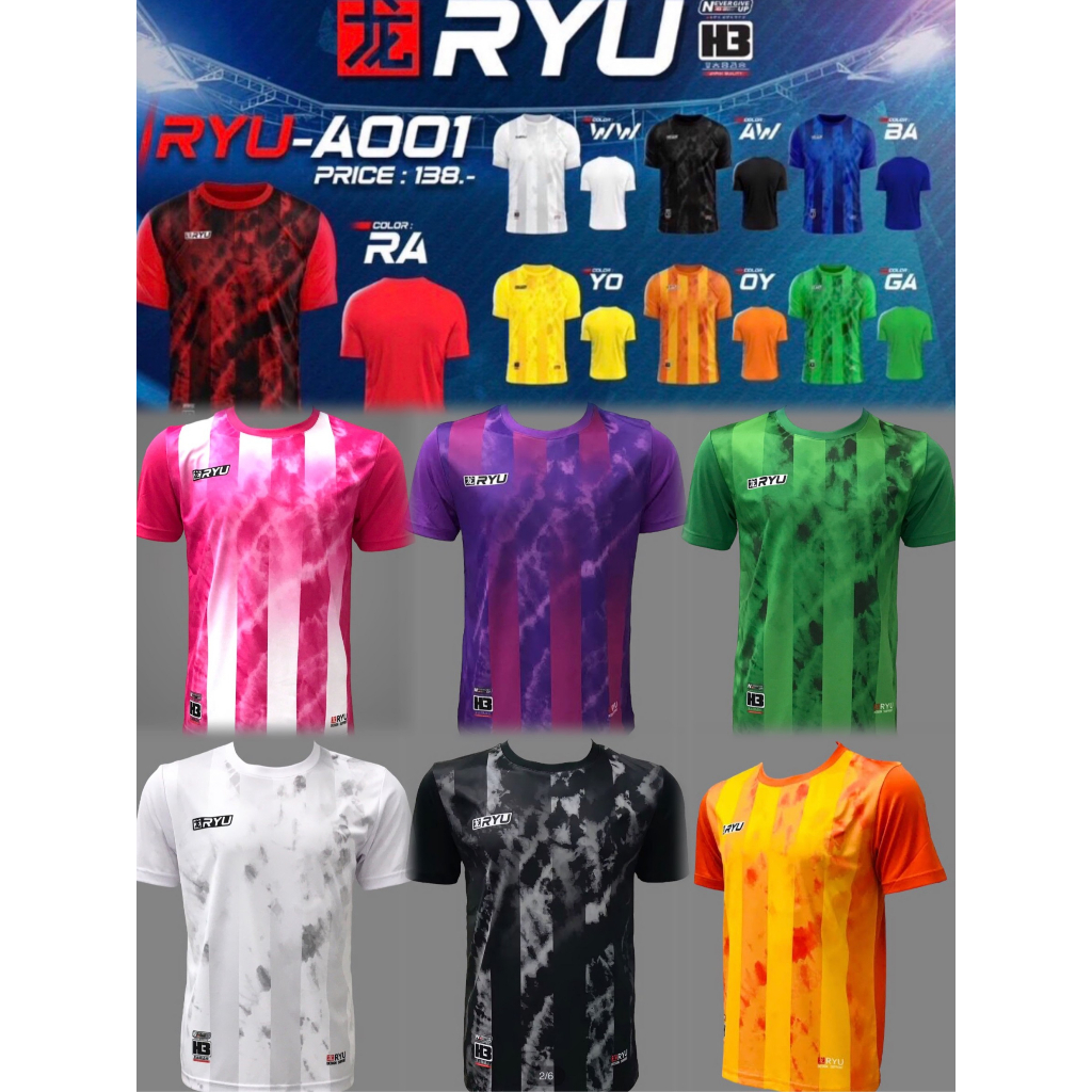 เสื้อกีฬาแขนสั้น พิมพ์ลาย เนื้อผ้าดี รุ่น RYU-A001 ภาค 1