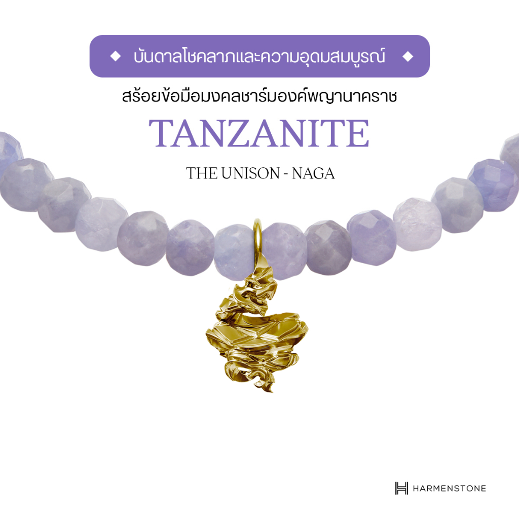 Harmenstone สร้อยข้อมือมงคลชาร์มองค์พญานาคราช อัญมณี Tanzanite -The Unison - Naga King