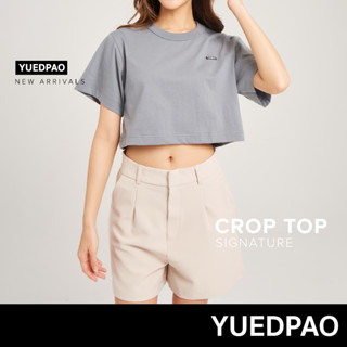 Yuedpao No.1 เสื้อยืดSignature Crop Summer ผ้าหนาทรงสวย ยับยากรีดง่าย รับประกันไม่ย้วย 2 ปี เสื้อครอป สี Air force