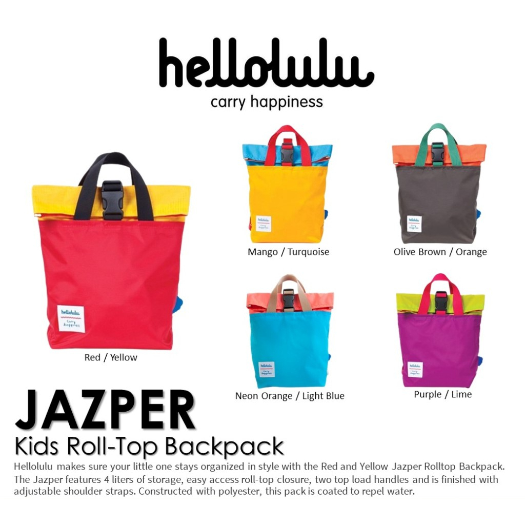 Hellolulu รุ่น JAZPER ROLL-TOP BACKPACK กระเป๋าสะพายเด็ก Lightweight water-repellent Nylon construction (BC-H20001)
