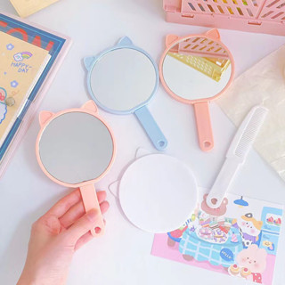 กระจกหูแมวน่ารัก กระจกแต่งหน้า กระจกตกแต่ง DIY