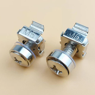 น็อตยึดแร็ค สแตนเลส M5 M6 (6x20 mm. Cage Nuts and Screws) Rack 1 ชุด (ตัวผู้ + ตัวเมีย)