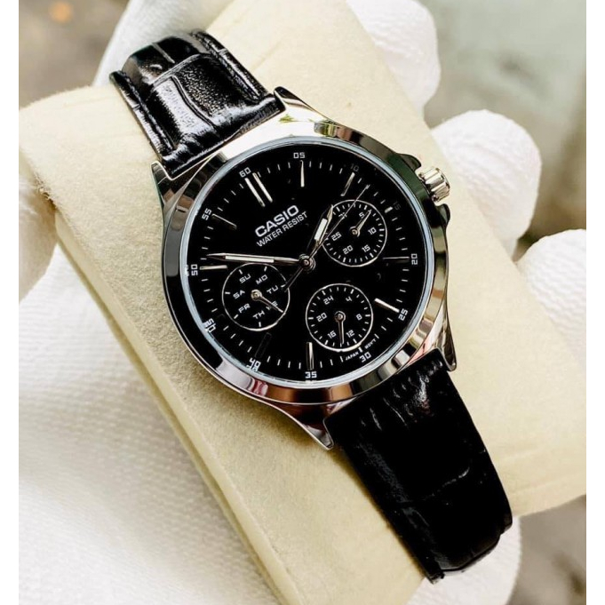 นาฬิกา Casio รุ่น MTP-V300L-1A นาฬิกาผู้ชายสายหนังสีดำ - สินค้าของแท้ 100% รับประกัน 1 ปีเต็ม