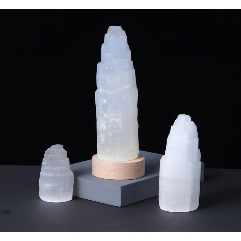 Selenite Tower Lamp - Selen'te Desk Lamp - Night Light - Crystal Table Lamp - Tower Lamp small Medium Large