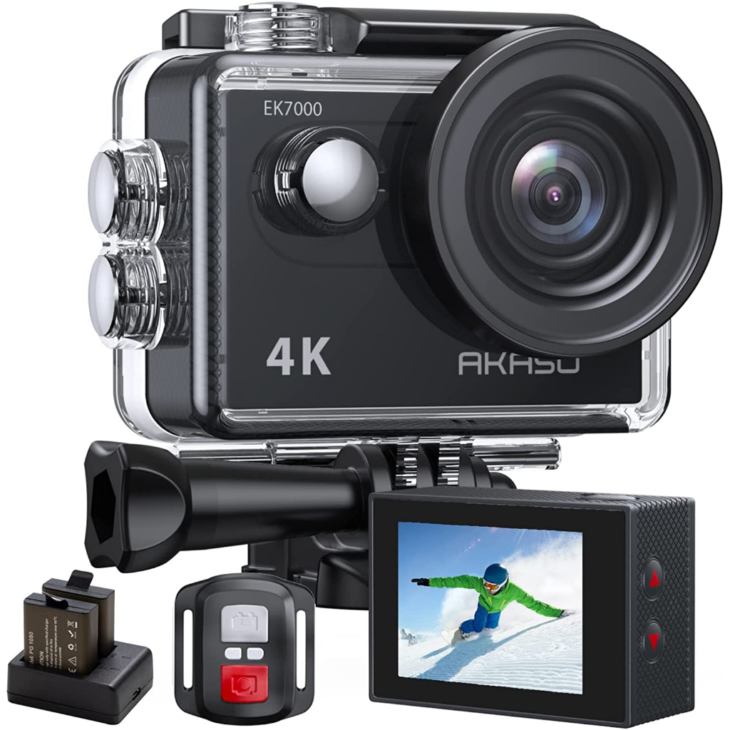 Akaso Ek7000 กล้องแอคชั่น 4K 20 ล้านพิกเซล กล้องใต้น้ํา Wifi ในตัว รองรับไมโครโฟนภายนอก กันน้ํา 30 เ
