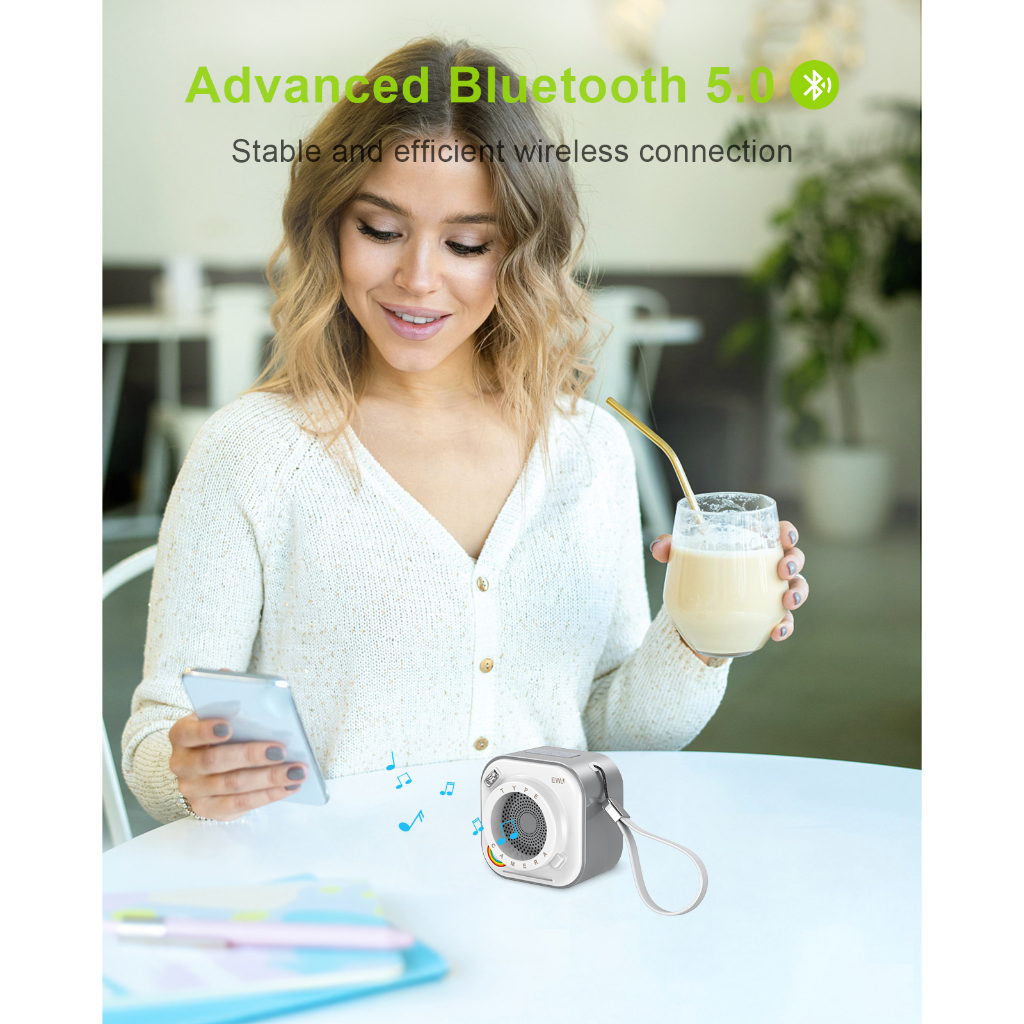 EWA A110ลำโพงบลูทูธ ลำโพงบลูทูธไร้สาย 5W แบบพกพา ฟังก์ชั่นไฟฉาย สำหรับการเดินทาง、ที่บ้าน、งานปาร์ตี้